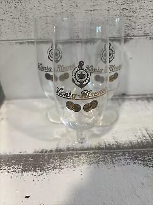 THREE Konig Pilsener German Beer Glasses 0.2 Liter NEW - OLDER VINTAGE LOGO RARE • $29.99