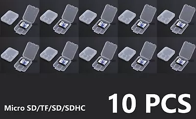 10Pcs Micro SD SDHC Memory Card Case Holder Box Storage Hard Plastic Transparent • $100