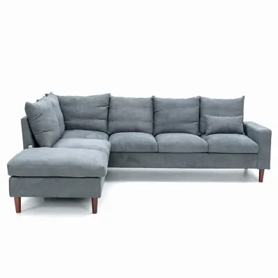 L-Shaped Universal Corner Sofa Sectional Couch With Built-in USB Port Chaise • £399.99