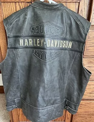 Men's 4XL Harley Davidson Black Motorcycle Vest ~ Cowhide Leather • $75