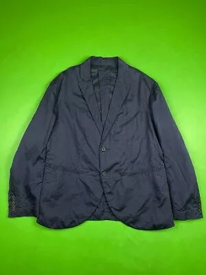 ZIGGY CHEN Silk Jacket Blazer Dark Blue Mens 54 L-XL Avantgarde • $750
