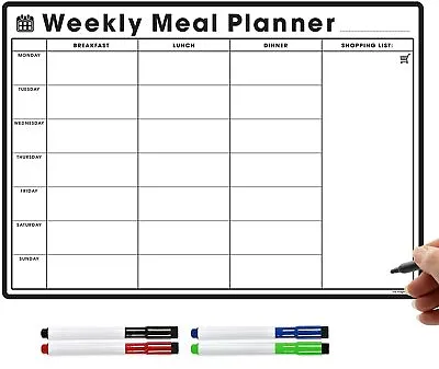 £9.95 • Buy Meal Planner For Fridge, Dry Wipe Magnetic Weekly Calendar Shopping To Do List