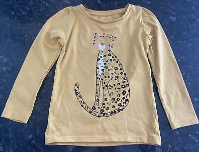 E-vie - Girls Mustard Long Sleeved Top With Cat Print ( Size : 5 - 6 Years ) • £2.50