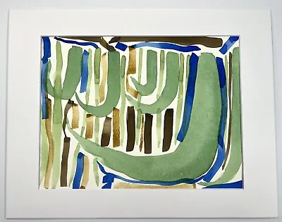 Modernist Abstract J Painting 11x14” Matted Original Watercolor Art • $38.72
