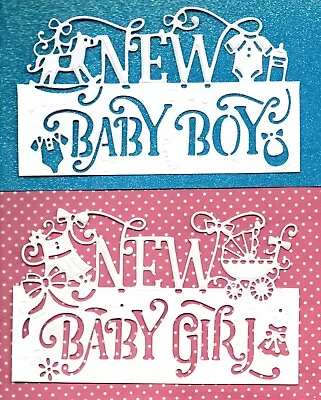 6 New Baby Girl/boy Card Front Edge Silhouette Die Cuts-white Topper • £1.75