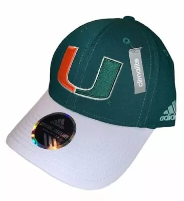 Miami Hurricanes Adidas Climalite Official Sideline Flex Fit Hat Green L/XL NEW! • $9.50