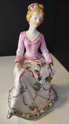 Vintage Victorian Porcelain China Figurine Sitting Woman Granny Core • $19.99