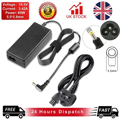 19V 3.42A Adapter Charger For Toshiba R33030 N193 V85 N17908 C660 L300 L450 Cord • £10.99