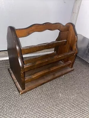 Vtg Solid Wood Magazine Rack Holder Stand Newspaper Storage Organizer MCM Heavy • $46.71