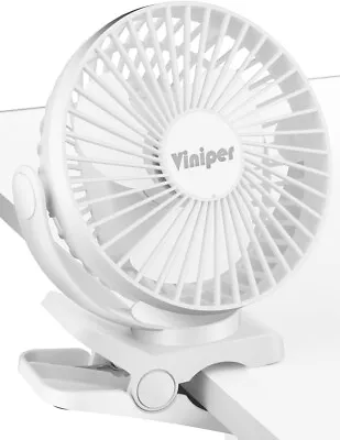 Viniper -6 Inch USB Rechargeable Clip On Desk Fan :360° Rotation & 3 Speeds -New • £20