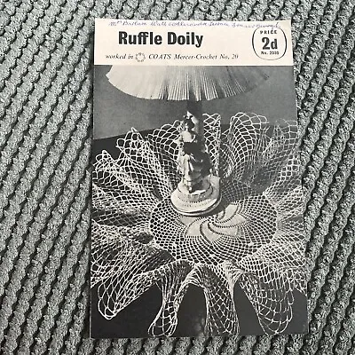 Vintage 1961 Coats Mercer Crochet Pattern Leaflet 2030 Ruffle Doily • £1.45