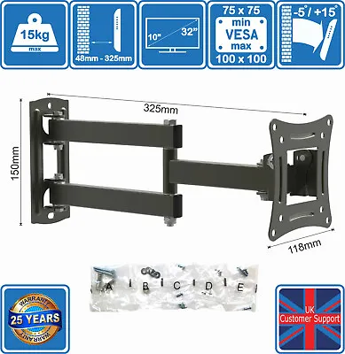 LED LCD TV Wall Mount Bracket VESA 100 X 100 Tilt Swivel 16 19 20 22 24 32 Inch • £14.41