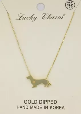 Gold Dipped Necklace Dachshund Pendant ( 1256 G ) • $13.99