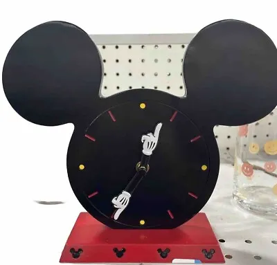 Walt Disney Parks Mickey Mouse Icon Clock For Table Desk Analog Ears Black Red • $22.99