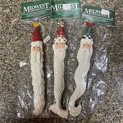 Midwest Cannon Falls Set Of 3 Santa Claus Head Icicle Pencil Ornament Folk Art • $16.25