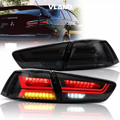 VLAND 2xSmoked LED Tail Lights For 2008-2017 Mitsubishi Lancer EVO Rear Lamps • $151.99