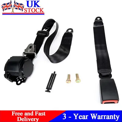 Universal 3 Point Inertia Seat Belt Kit Car Truck Bus Adjustable Safety Belts UK • £19.99