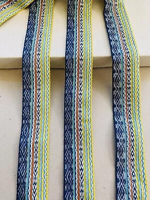 2 Yards Multicolor Striped Jacquard Ribbon Trim For Sewing/Crafts/Belt/1  Wide • $8.55