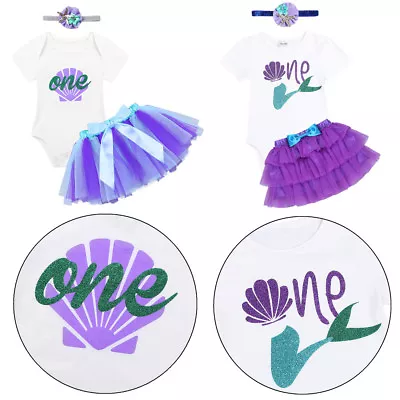 $3.01 • Buy Toddler Baby Girls 1st Birthday Outfit Mermaid Tutu Dress Party Cake Smash Set