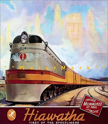 Hiawatha 1927 Chicago Milwaukee RR Vintage Poster Print Retro Style Train Art • $27.45