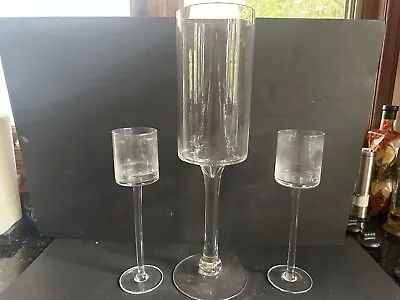 Set Of 3 Glass Candleholders Floating & Pillar Candle Centerpiece Display • $25