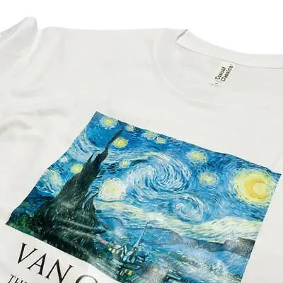 Van Gogh Starry Nigh Vintage Art T-Shirt With Title • £15.49