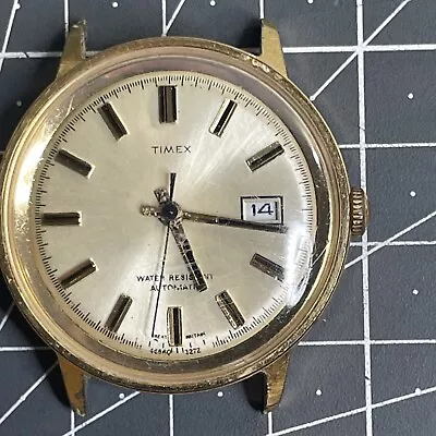Vintage Timex 46560-3272 Mens Gold Tone Self-Wind Automatic Watch • $49.99