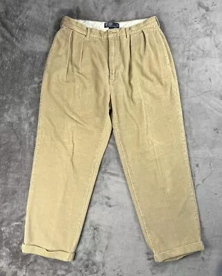 Vintage Polo Ralph Lauren Andrew Pant 36x29 Brown Adult Corduroy Distress Cotton • $29.99