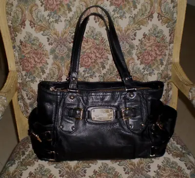 MICHAEL KORS Gansevoort Large  Black Leather Trim Satchel  SOULDER Handbag • $35