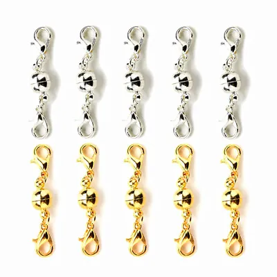 5X DIY Bracelet Necklace Chain Ball Magnetic Double Clasp Hook Jewelry Connector • £3.99