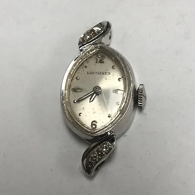 Vintage 14k Solid White Gold Longines Ladies Working 4llv Diamond Wrist Watch • $199.99