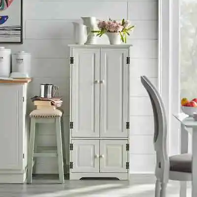 Country Kitchen Cabinet Storage Pantry Organizer Cupboard In Antique White 4ft • $209.77