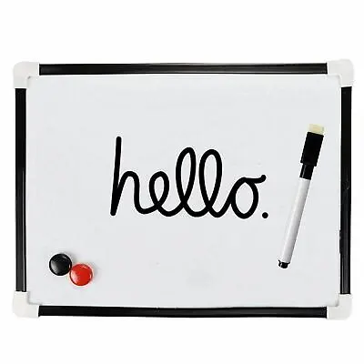 A4 Dry Wipe Magnetic Mini Office Whiteboard Notice Memo White Board Pen & Eraser • £3.39