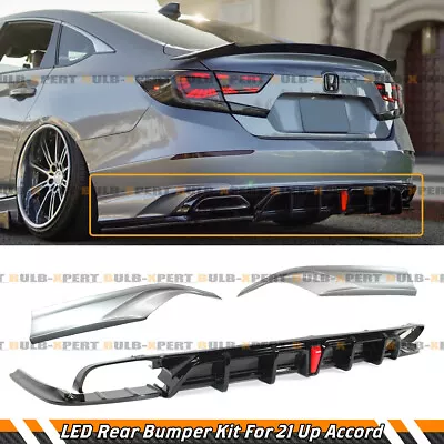 $295.99 • Buy For 2018-22 Accord Yofer V2 Led Rear Diffuser+ Lunar Silver Metallic Corner Spat