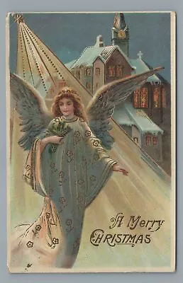 A Merry CHRISTMAS Angel With Star Vintage Postcard • $4.99