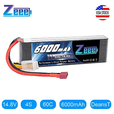 Zeee 4S LiPo Battery 6000mAh 14.8V 60C Deans For RC Helicopter Airplane Car Boat • $39.98