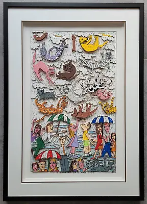 James Rizzi 3D It's Raining Cats And Dogs Original Dog Cat Framed Handy • $4889.43