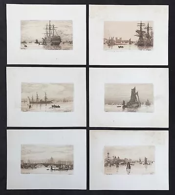 £100 • Buy Thames Views - Wilfrid Ball C.1882 Series Of Six Sepia Etchings