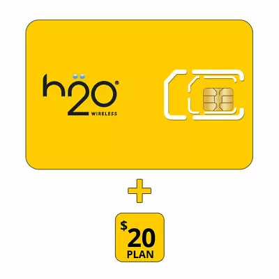 H2O $20 Unlimited Plan + Sim Card + First Month • $17