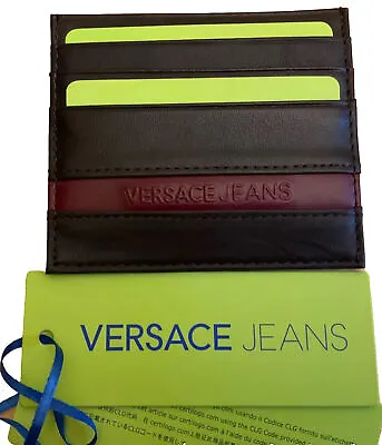 Versace Jeans Mens Leather Credit Card Case Wallet • $59.99