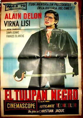 ALAIN DELON ! Orig1SH Movie Poster 1964 LA TULIPE NOIR ! GREAT ART ! VIRNA LISI • $249.99