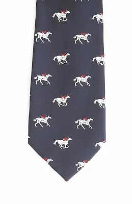 Horse Running Neck Tie Horse Racing Gift Gift Navy Blue Ideal Gift  187 • £14.99