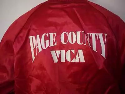 Vintage 80s Shiny Red Macgyver Freak VICA Page County Virginia BASEBALL Parka XL • $47.99