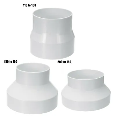 £11.84 • Buy Ventilation PVC Pipe Circular Ducting Reducer Adaptor 110 To100mm 150 To100mm