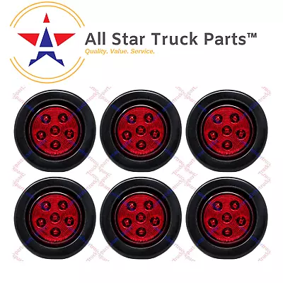 6pc - 2.5  Round 6 LED Red Light Truck Trailer Side Marker Clearance Grommet Kit • $34.95