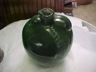 Antique Two-handled  Clear Glass And Green  Embossed  Wine Jug  Pat. Appld For • $99.99