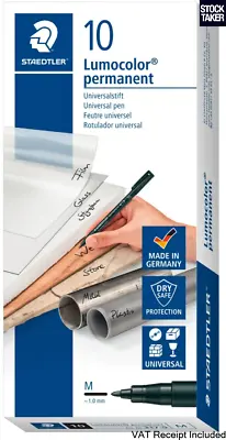 (10-Pack) Staedtler 317-2 Lumocolor RED Medium 1.0mm Tip Pens Permanent OHP VAT • £8.95