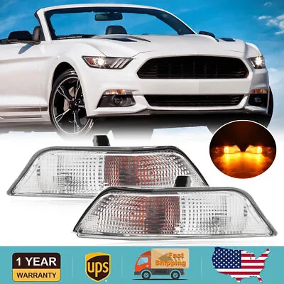 For Ford Mustang Front Turn Signal / Corner Lights 2015 2016 2017 Pair W/ Bulbs • $62.10