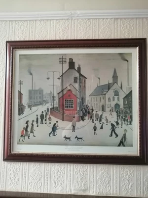 £50 • Buy L. S. Lowry Original 1978 Official Framed Print Mahogany Carved Trim Frame