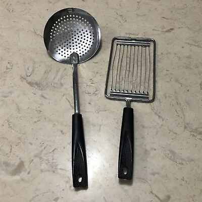 Vintage Ekco Utensils Black Handle Skimmer Strainer Tomato Cheese Slicer • $14.99